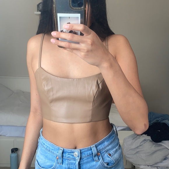 Brown faux leather crop top - Picture 8 of 8